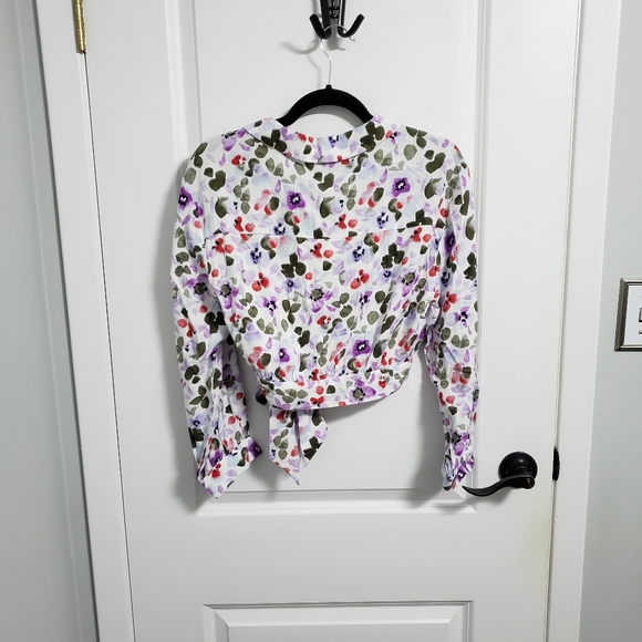 FRANK & OAK Floral Printed Wrap Top Blouse - Picture 7 of 13